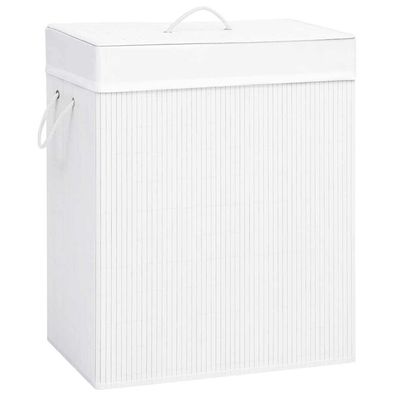 vidaXL Bambus-Wäschekorb mit 2 Fächern Weiß 100 L