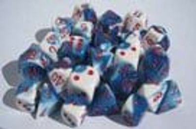 Gemini™ Astral Blue-White w/red Polyhedral 7-die Set