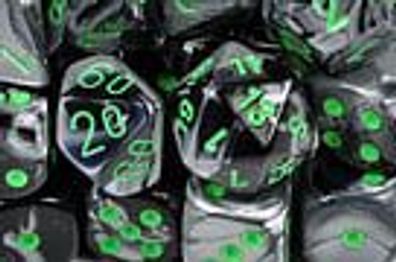 Gemini™ Black-Grey w/green 16mm Dice Block (12 dice)