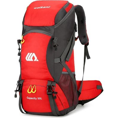 jianyana 50L Trekkingrucksack mit Regenhülle Rot
