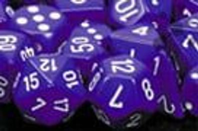 Opaque Polyhedral Purple/white 7-Die Set