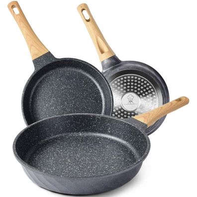 Riovarm Pfannenset 3tlg. Granit Antihaft, schwarz, 20-28cm