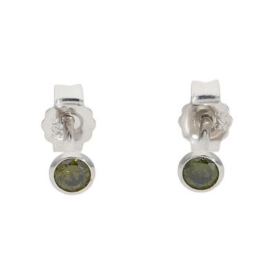 Silber 925 Ohrstecker Damen mit grünen Zirkonia JuwelmaLux JL52-06-0170
