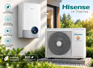 Hisense Split Wärmepumpe Luft-/ Wasser 8kW (11KW) Inneneinheit+Außeneinheit R32