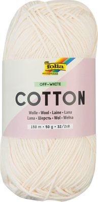 folia 25900 - Cotton OFF-WHITE, 50 g Wolle zum Häkeln und Stricken, ca. 150 m, Strick