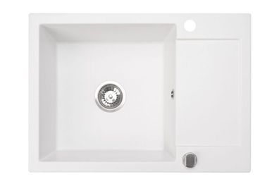 Manestein Granitspüle Cordeo 70 rechteckig 70 x 50 cm mit Abtropffläche Weiß
