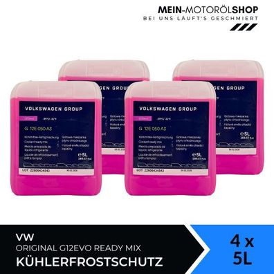 VW Original Kühlerfrostschutz G12EVO Ready Mix 4x5 Liter
