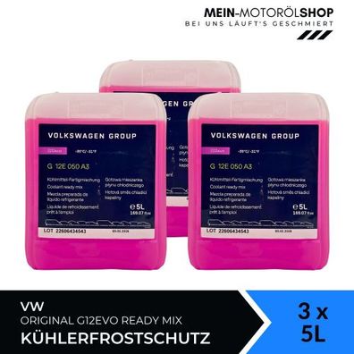 VW Original Kühlerfrostschutz G12EVO Ready Mix 3x5 Liter