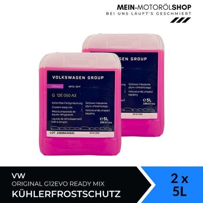 VW Original Kühlerfrostschutz G12EVO Ready Mix 2x5 Liter