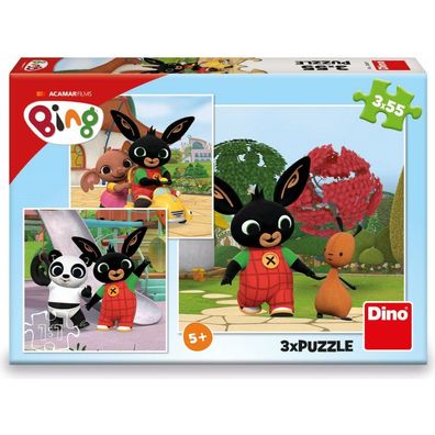 DINO Puzzle Bing spielt 3x55 Teile