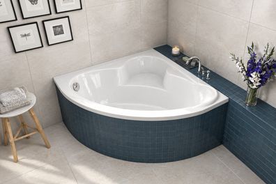 ECOLAM Badewanne 130x130 S-Polimat symmetrische Eckbadewanne Wannenträger Styropor