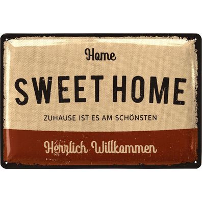 LANOLU Blechschild Sweet Home 20x30cm Zuhause Retro Vintage Wanddeko