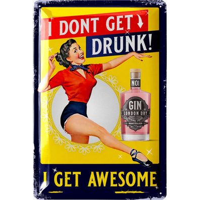 LANOLU Blechschild Get Awesome 20x30cm Motivation Spruch Retro Wanddeko