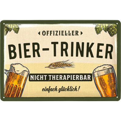 LANOLU Blechschild Bier Trinker 20x30cm Bier Bar Kneipe Humor Retro Deko
