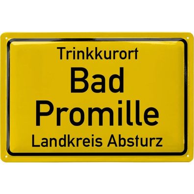 LANOLU Blechschild Bad Promille 20x30cm Badezimmer Humor Retro Deko Schild