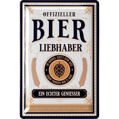 LANOLU Blechschild Bier Liebhaber 20x30cm Bier Bar Retro Vintage Deko Schild