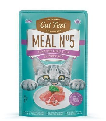 Cat Fest Katzenfutter-Tütchen Meal No. 5 Thunfisch mit Krabben in Gelee 50 g