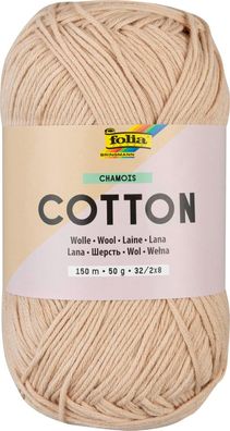 folia 25910 - Cotton Chamois, 50 g Wolle zum Häkeln und Stricken, ca. 150 m, Strickga