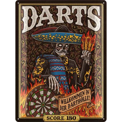 LANOLU Blechschild Darts Mexikanisch 30x40cm Darts Bar Kneipe Retro Deko