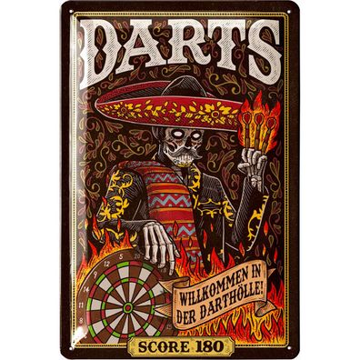 LANOLU Blechschild Mexikanischer Darts 20x30cm Darts Bar Kneipe Retro Deko