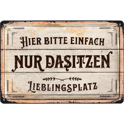LANOLU Blechschild Lieblingsplatz Nur Dasitzen 20x30cm Spruch Retro Wanddeko