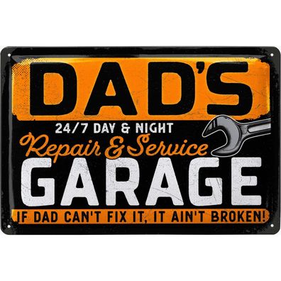 LANOLU Blechschild Dad Garage 20x30cm Papa Werkstatt Garage Retro Deko