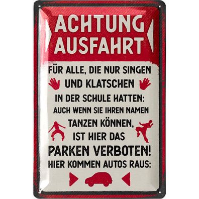 LANOLU Blechschild Achtung Ausfahrt 20x30cm Warnschild Garage Retro Deko