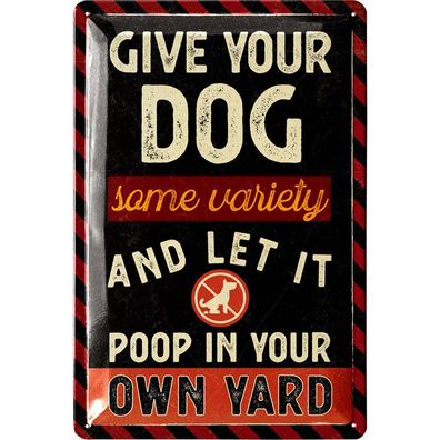 LANOLU Blechschild Dog Poop Outside 20x30cm Hund Hunde Humor Garten Deko
