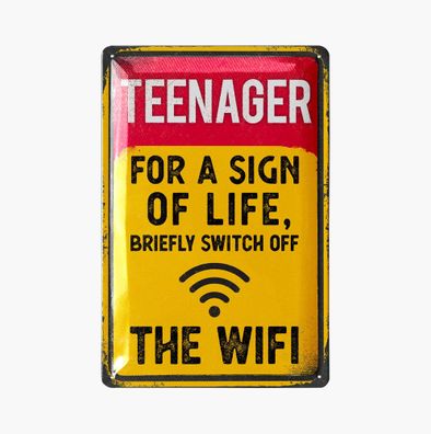 LANOLU Blechschild Teenager Wifi 20x30cm Teenager Humor Retro Deko Schild