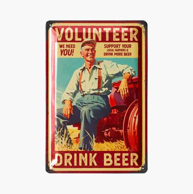 LANOLU Blechschild Sauft Bier Bauern 20x30cm Bier Bauernhof Humor Retro Deko