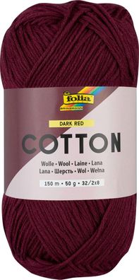 folia 25922 - Cotton DARK RED, 50 g Wolle zum Häkeln und Stricken, ca. 150 m, Strickg