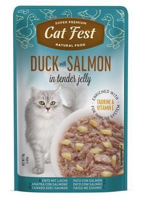 Cat Fest Katzenfutter-Beutel „Duck with Salmon in Jelly“ 70 g