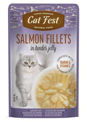 Cat Fest Katzenfutter im Beutel: Lachsfilets in Gelee, 70 g