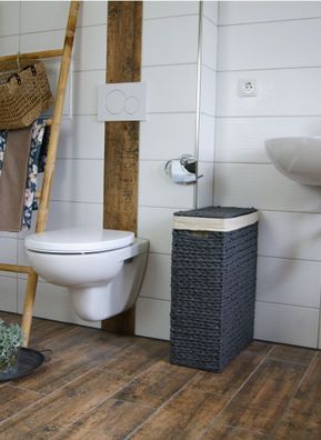 Nischen-Wäschekorb Wäschesammler Wäschebox Wasserhyazinthe grau mit Stoffeinsatz Gr.2