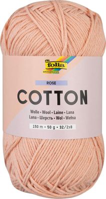 folia 25924 - Cotton ROSE, 50 g Wolle zum Häkeln und Stricken, ca. 150 m, Strickgarn