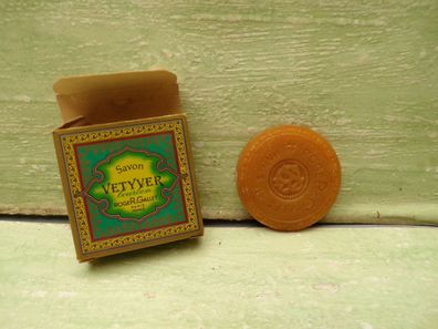 ALT Savon Vetyver Roger Gallet Code 2068 Paris ca 4cm Gäste-Werbe-Stück