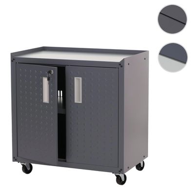 Rollschrank HWC-O52, Werkstattwagen, bschließbar Rollen 2 Staufächer 80x77x50cm