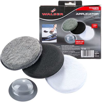 Set 3x Applikator Pads + Griff Mikrofaser Auto Polierpad Schwamm Hand Pad Kissen