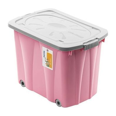 PAFEN Piraten Box Schatzkiste 62l Spielzeugkiste mit Rollen 58x42x37 Rosa