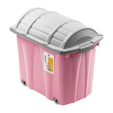 PAFEN Piraten Spielzeugkiste 62l Schatzkiste mit Rollen 58x51x37 Rosa