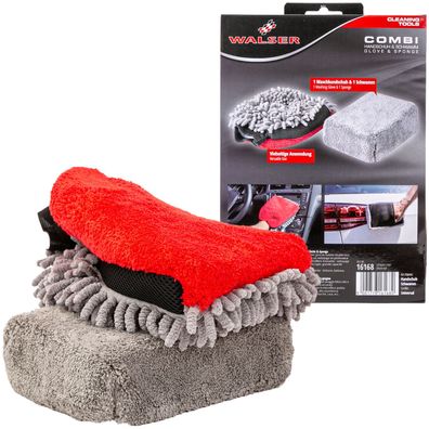 Set 2in1 Waschhandschuh + Schwamm Mikrofaser Weich Auto Waschschwamm Handschuh