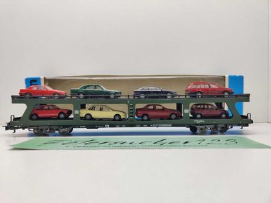Märklin H0 AC 4074 Autotransportwagen DDm915 / 8 Fahrzeuge / DB / OVP blau
