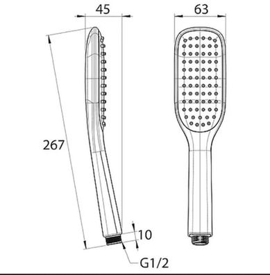 Bravat Handbrause eckig 26,7 x 6,3 x 4,5 cm