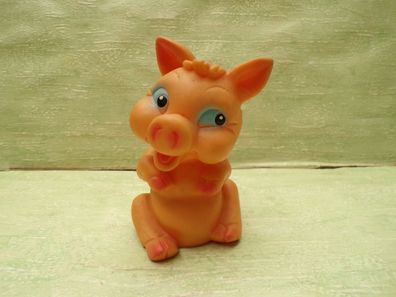 Vintage Quietsche Schwein ca 60er Jahre Gummitier Squeak Toy 12cm Comic-Design