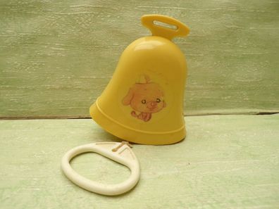 Vintage Spieluhr Glocke Bruder Jakob ca 10,5cm gelb Kindermotiv spielt einwandfrei