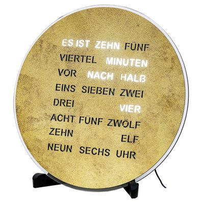 AMS T1291 Tisch- und Wanduhr mit LED-Wortuhr und Messing-Antik-Zifferblatt