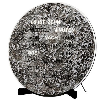 AMS T1289 Tisch- und Wanduhr mit LED-Wortuhr in Metallic-Optik
