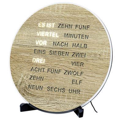 AMS T1287 Tisch- und Wanduhr mit LED-Wortuhr und Sonoma-Zifferblatt