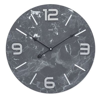 AMS W9707 Wanduhr mit Holzgehäuse und Metallziffern