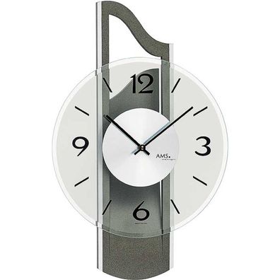 AMS W9682 Wanduhr mit 3D-Holzgehäuse anthrazitlackiert